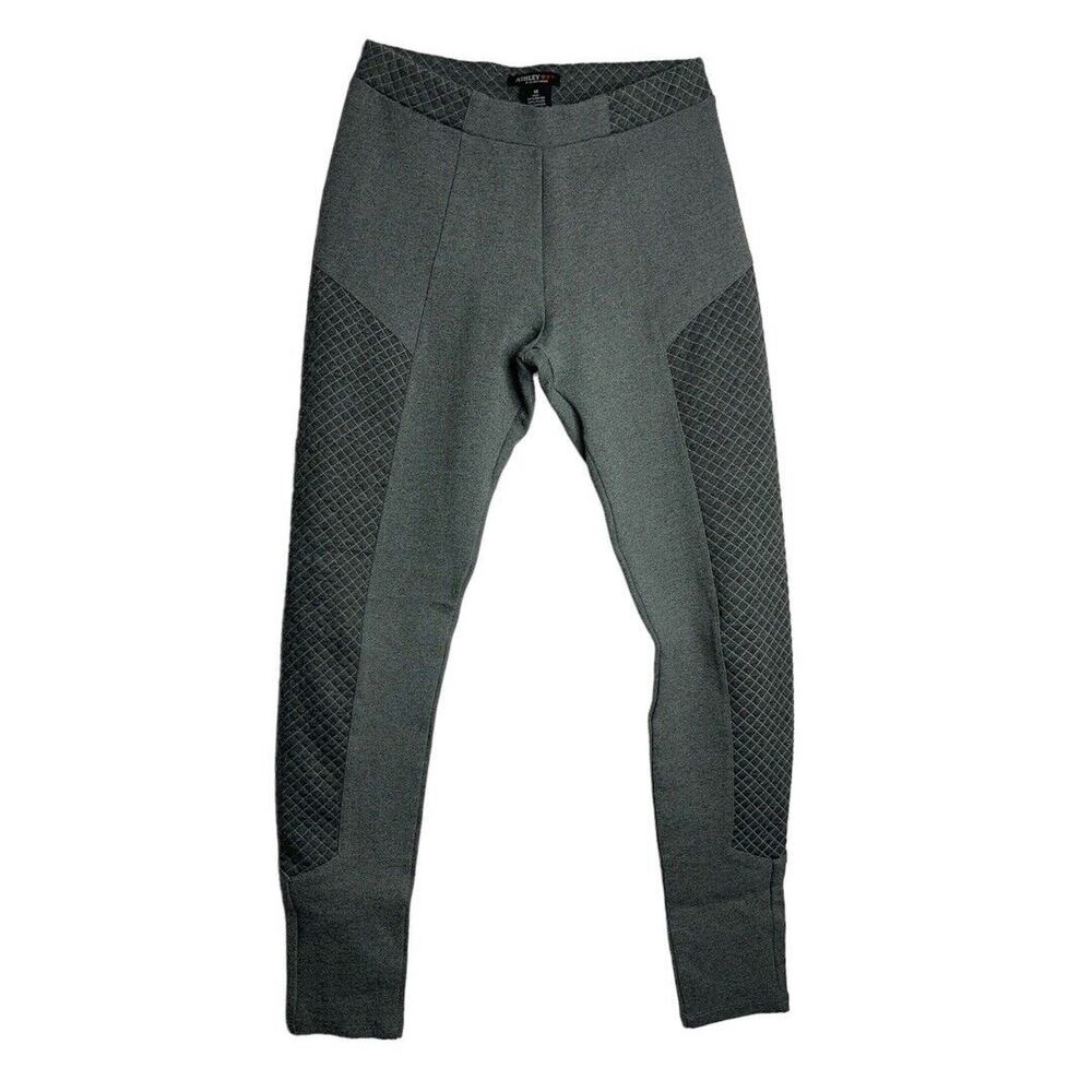 Ashley By 26 International‎ Pants Womens Medium Gray Quilted Moto Style Casual